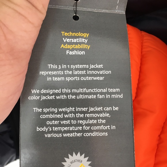 NWT NFL Orange/Black Bears 3-1 Puffer Jacket/Vest - Picture 6 of 12